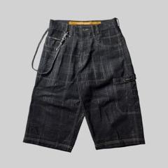 美品00s NITRAID モザイクウィード ブラックデニム バギー