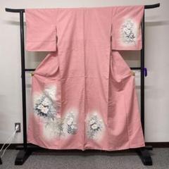 付け下げ　藤の花　花模様　霞　ピンク　着物　101t