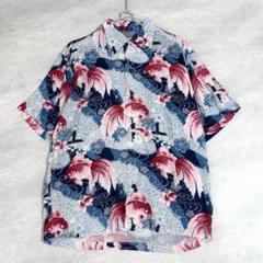 Hinahina ヒナヒナ 和柄 アロハシャツ 金魚 Mサイズ レーヨン素材