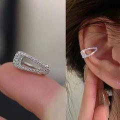 ヘアピン ジルコニア イヤーカフ 耳飾り シルバー 片耳用 ノンホール ピアス