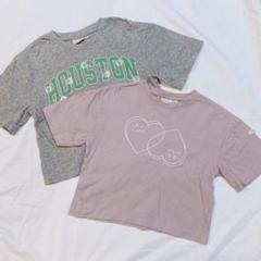 しまむら　ロゴグレーTシャツ＆薄紫Tシャツセット　100cm