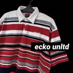 ecko unltd ベロア ボーダー ビッグポロシャツ XL 00s Y2K
