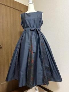 丈86 大島紬 割込 藍 着物リメイク フレア ロングスカート