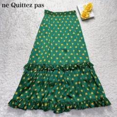 美品 ヌキテパ ティアードロングスカートMサイズ 箔プリント