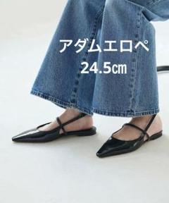 美品】アダムエロペ メリージェーン ベロア ブラック24.5