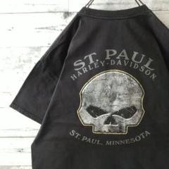 人気☆ ハーレーダビッドソン 両面プリント スカル バイカー Tシャツ 3L