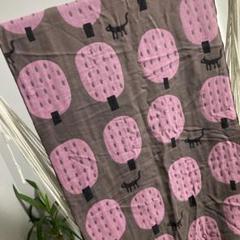 マタノアツコatsukomatanoピンクの木と黒猫ガーゼ60×200ストール