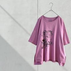 3473【EVEX by KRIZIA】プリントTシャツ　ピンク　４４　半袖