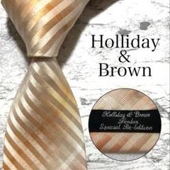 Holliday＆Brown ネクタイ チェック サーモンピンク 光沢