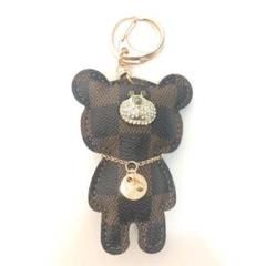 キラキラ クマ クマさん キーホルダー チャーム キーリング ブラウン 茶色
