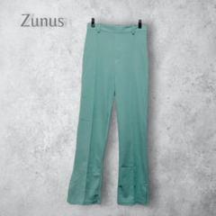 【Zunus】セミフレアパンツ　スリット有　無地　スラックス　ウエストゴム