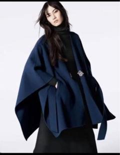 ♦︎美品ポンチョ　カシミヤ100% 日本製　ブラック　冬物 ケープ カシミヤ 100% ポンチョ フード付き ギフト プレゼント