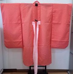 L寸 未使用に近い 七五三 7歳長襦袢 ピンク花柄 半襦袢 刺繍半襟付き