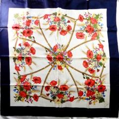 GUCCI スカーフ 花柄 フローラ ネイビー シルク - メルカリ