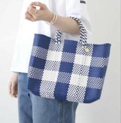 未使用 レトラ メルカドバッグ チェック ネイビー×ホワイト