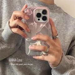 【新入荷】 韓国 シルバー iPhone16pro スマホケース グラデーション