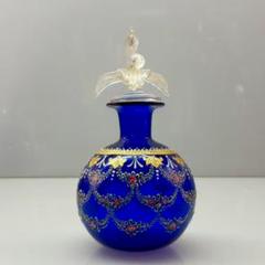 MURANO GLASS ムラノ 金彩 エナメル 花蓋 香水瓶 パフュームボトル MURANO GLASS ムラノ 金彩 エナメル 花蓋 香水瓶 パフューム