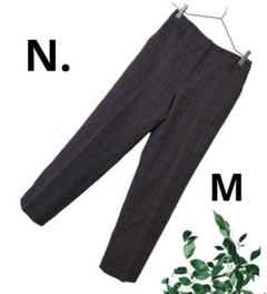 【美品】N. レディース　スラックス チェック　パンツ　ブラウン M
