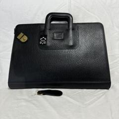 【美品】バーバリー ビジネスバッグ レザー 玉虫チェック ホースロゴ 鍵付 黒 新品・未使用】BURBERRY 鍵付き ビジネスバッグ レザー