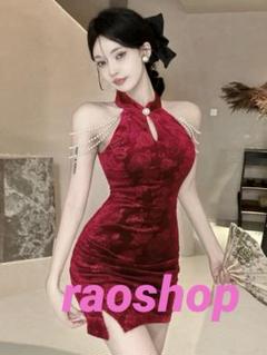 キャバドレス★ミニ丈 花柄★タイト★クリスマスカラー★パーティーワンピース
