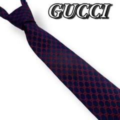 美品 GUCCI GG柄 ネイビー メンズ ネクタイ 7347