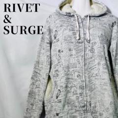 RIVET&SURGE フーディー ジップアップパーカー イラストプリント F