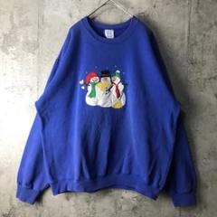Y1636古着　トレーナー　スウェット　青　90s Y2K