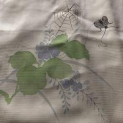 単衣 着物 小紋 未使用品 ますいわ屋 モダン幾何学様 乳白色
