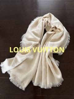 専用　✨鑑定済✨ルイヴィトン ストール モノグラム 刺繍 フリンジ シルク 白 LOUIS VUITTON モノグラムシルクストール