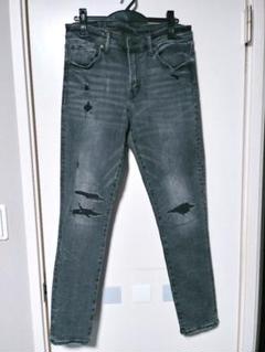 American Eagle デニム ブラック　ダメージ加工　アメリカンイーグル
