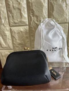 COACHコーチ黒のがま口コインケース小銭に入れ