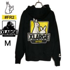 FR2 XLARGE 限定コラボ パイルロゴ 色情兎 パーカー Lサイズ ブルー 限定コラボ】FR2 XLARGE⭐︎色情兎 センターロゴプリント