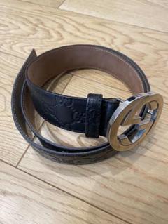 GUCCI ブラックレザーベルト GGロゴ - メルカリ