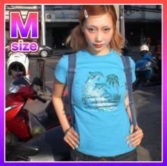 Tシャツ トップス ブルー グランジ y2k 平成ギャル キラキラ グリッター