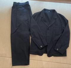 ✨美品✨MUJI Labo和紙混カルゼジャケト セットアップ 黒 M＆31