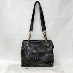 【美品】シャネル デカココ チェーンショルダーバッグ ラムスキン 黒
