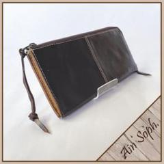 希少】Ain Soph ガマ口 長財布 グレー ロゴ 人気 本革 未使用品