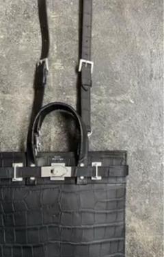 最も完璧な M.U.L エムユーエル バッグ サコッシュ S クロコ型押し ブラック バッグ