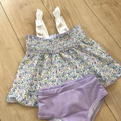 petit main 水着 90 セパレート 小花柄 パープル