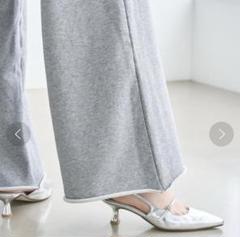 【LE TALON】美品　シルバー ポインテッドトゥ ミュール