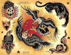 ☆タトゥーフラッシュ20種類☆/A4額縁付き/刺青/アート/TATTOO/和彫のサムネイル