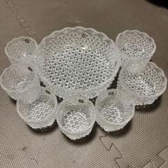 美品】HOYA クリスタル 8点セット 亀甲つなぎ紋 未使用品〈大鉢