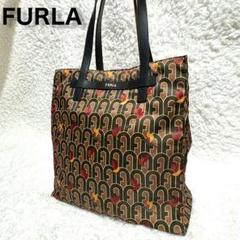FURLA トートバッグ 鳥柄×ロゴ総柄 A4可 軽量 大容量 フルラ