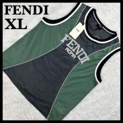 FENDI　フェンディロゴ　メッシュタンクトップ　希少 FENDI フェンディ タンクトップ ズッカ柄 レイヤード メッシュ