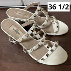 VALENTINO 36.5 ロックスタッズ カーフスキン スライドサンダル