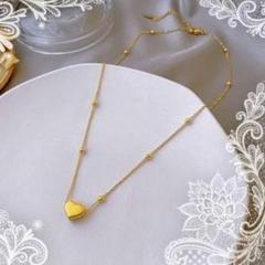 【シンプルデザインハートネックレス】18Kゴールド