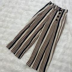 ZARA レディースパンツストライプ ワイドレッグ キュロットポケット付き