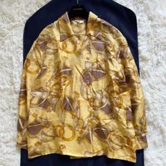 【大きいサイズ】【金ボタン】【XL】Leilian スカーフ柄 シャツ 大きいサイズ】【金ボタン】【XL】Leilian スカーフ柄 シャツ