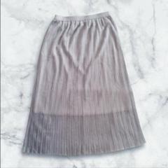 ユナイテッドアローズ グレー系ニットロングスカート Lサイズ プリーツ