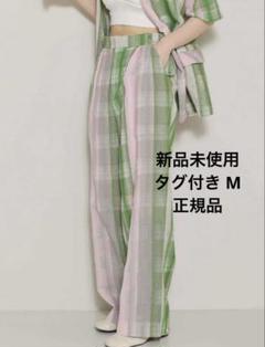 CHECK EMBROIDERY STRAIGHT PANTS